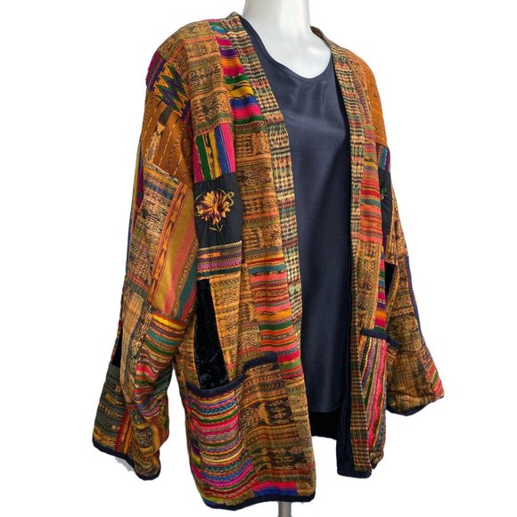 Vintage 70's Guatemala Woven Patchwork Jacket - Picture 1 of 10